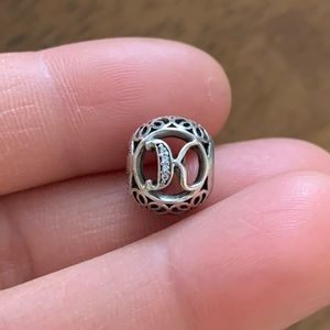 Retired Pandora Vintage K Charm - Silver Bead Alphabet